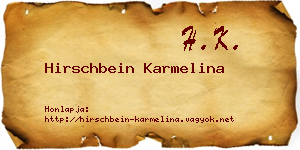 Hirschbein Karmelina névjegykártya